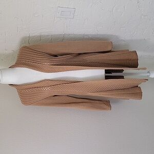 Notations Cardigan Sweater Open Front Longline Longsleeve Layer Knit Brown Tan M
